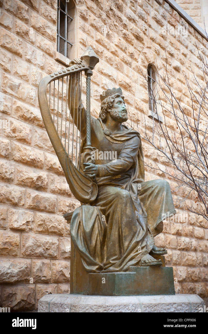 Middle East Israel Jerusalem Statue of King David with his harp - Mount Zion - sculpture by Alexander Dyomin Stock Photo