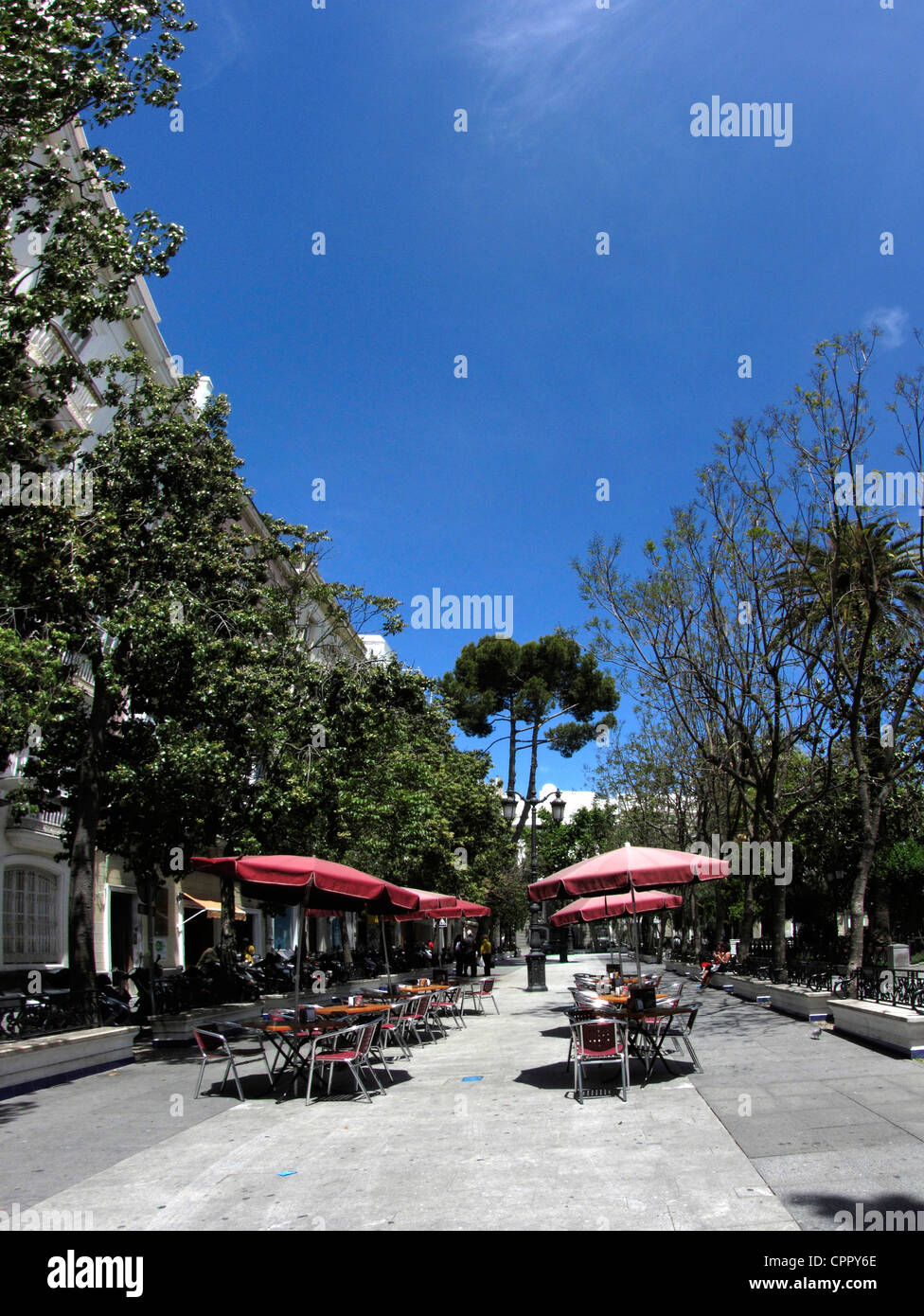 Spain Andalusia Cadiz outdoor restaurant Stock Photo