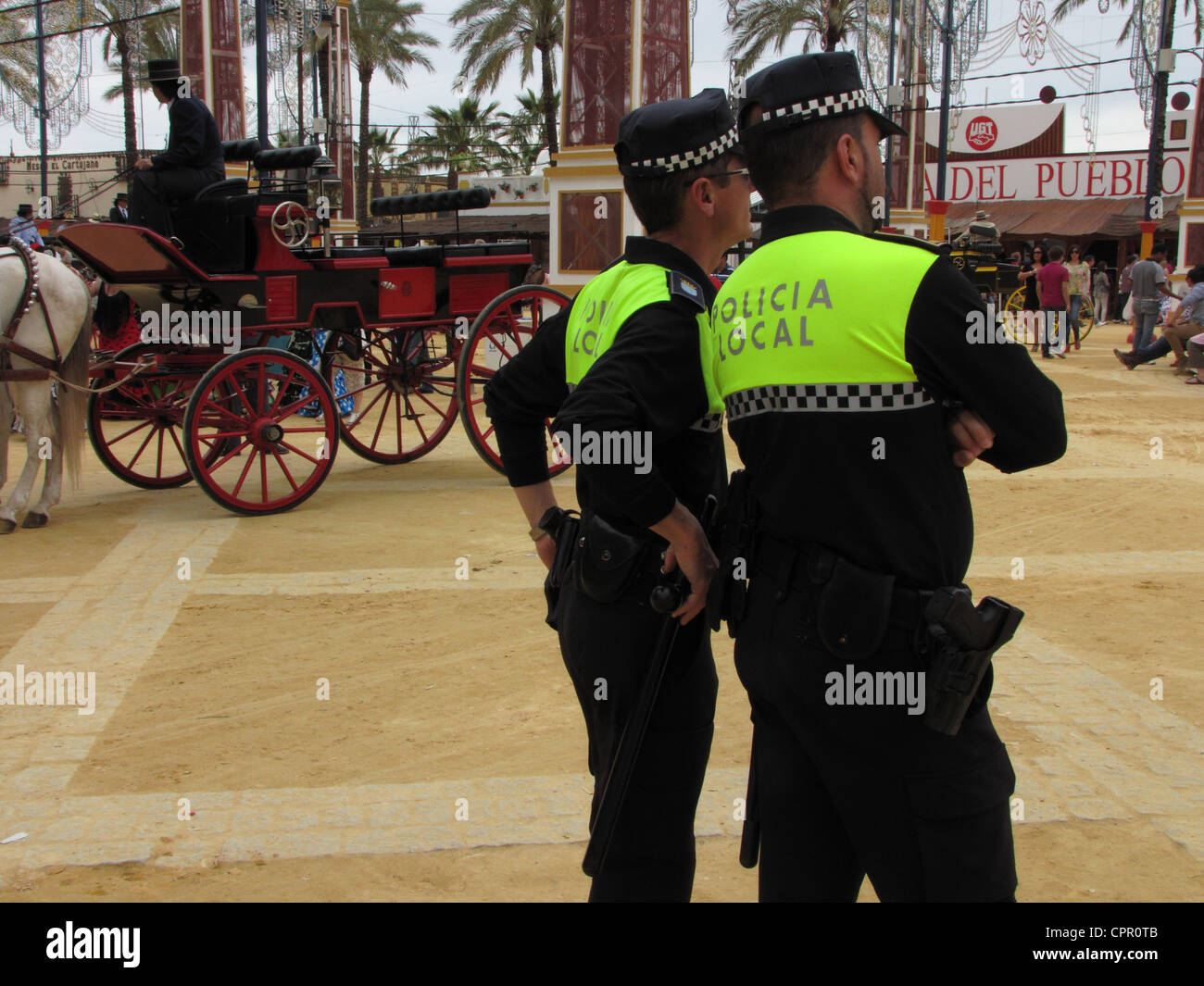 Spain Andalusia Jerez de la Frontera May Horse Fair Feria Caballo cart parade Stock Photo