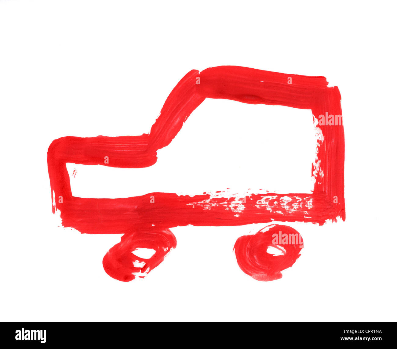 red car, straight line paint illustration by hand Stock Photo