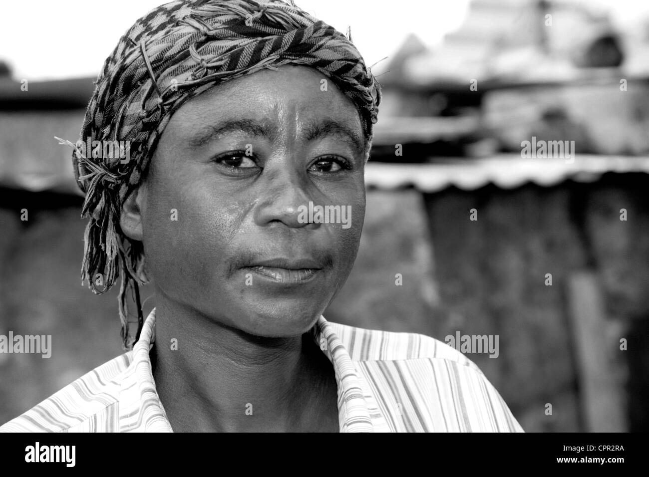 Okakarara Mother - she struggles with 2 physically challenged children in the township Stock Photo