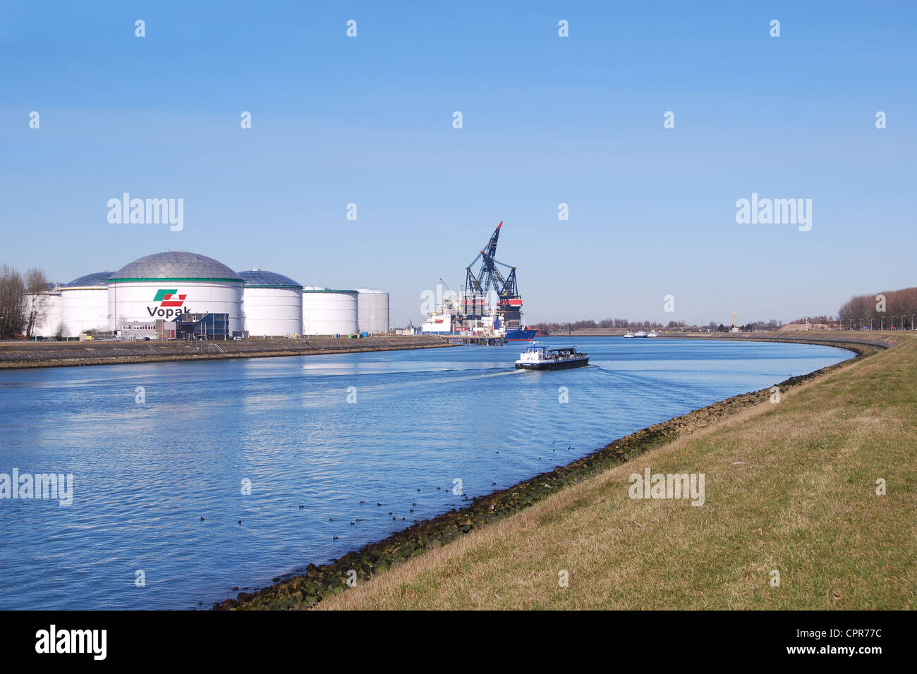 Vopak tank terminals for storage of petrochemicals and fuels, Europoort, Rotterdam, Netherlands Stock Photo