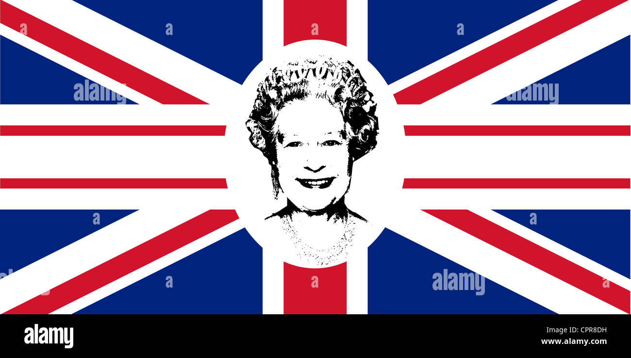 Diamond Jubilee Union Jack flag to celebrate Queen Elizabeth II with 60 years on the throne. Stock Photo