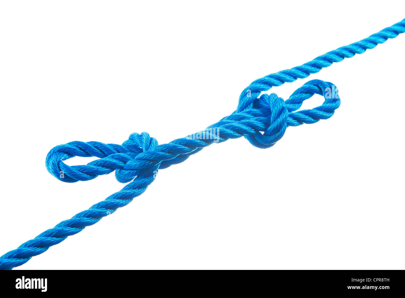 Sheepshank knot isolated on white background Stock Photo - Alamy