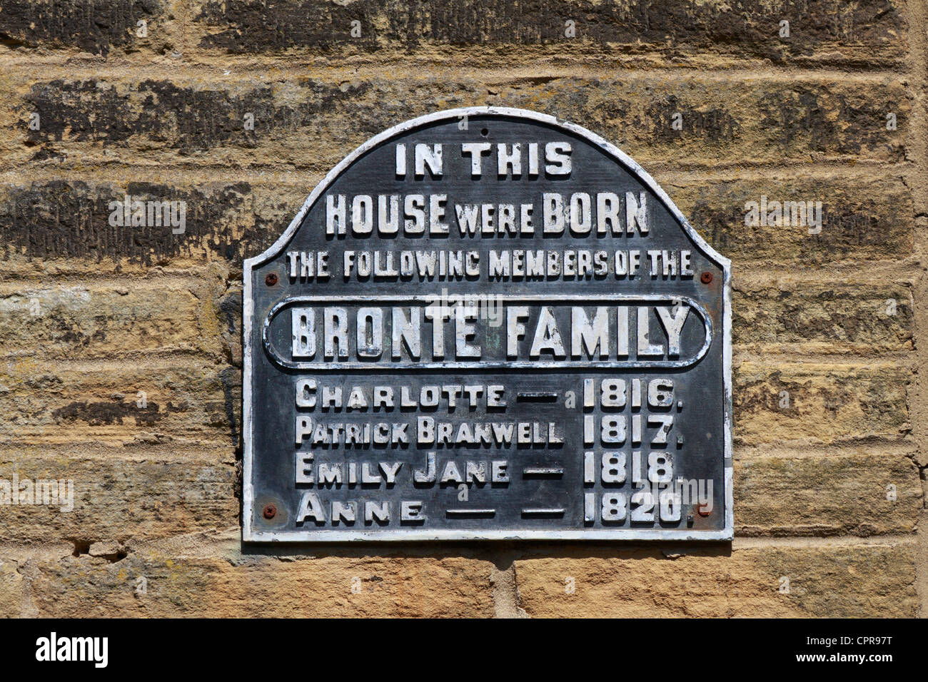 Bronte family birthplace plaque, Thornton, Bradford, West Yorkshire, England, UK Stock Photo Alamy