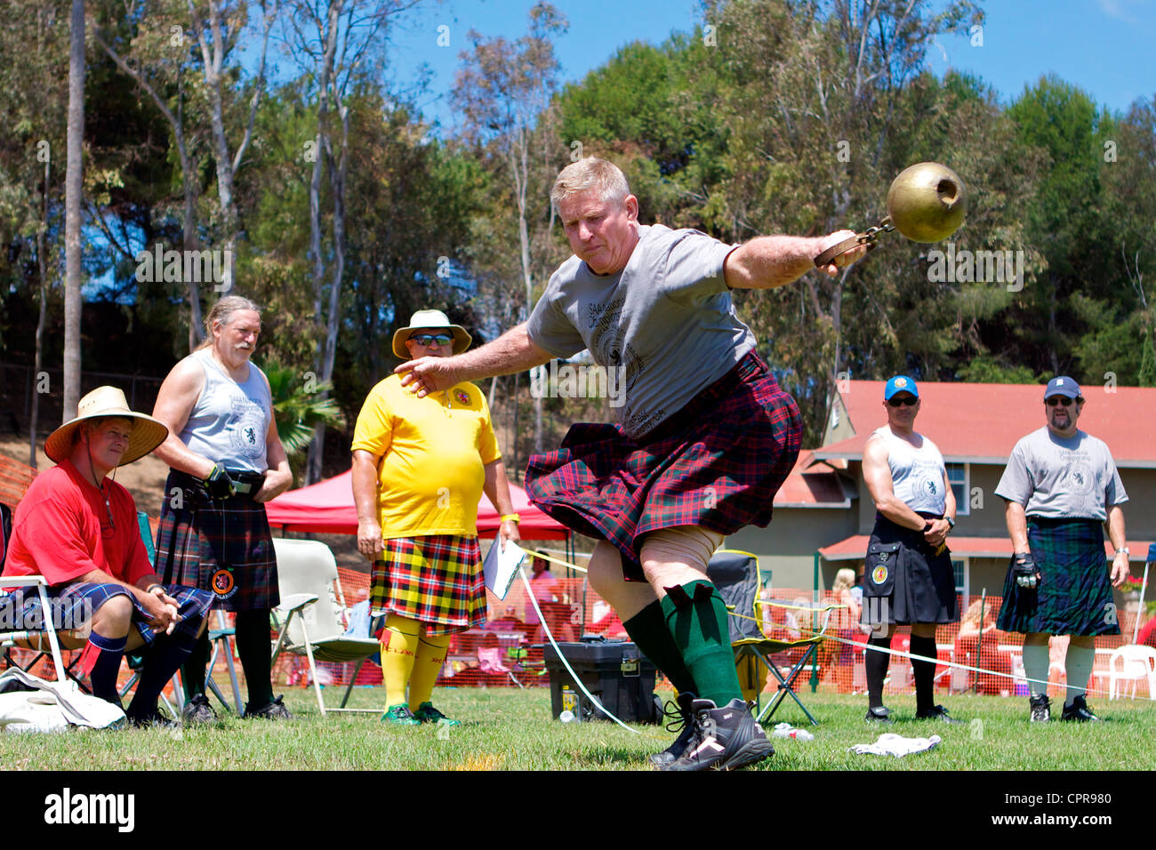 Throwing The Weight at the American Scottish Festival Costa Mesa California USA Stock Photo Alamy