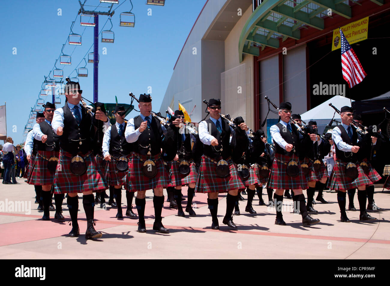 Pipers marching at the American Scottish Festival Costa Mesa California USA Stock Photo Alamy