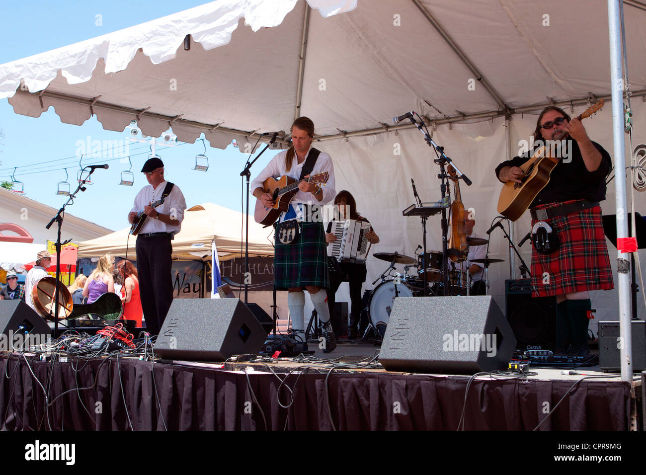 The Highland way band at the American Scottish Festival Costa Mesa California USA Stock Photo