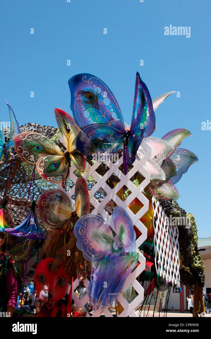 Scottish Festival stall selling butterfly fairy wings at the Costa Mesa