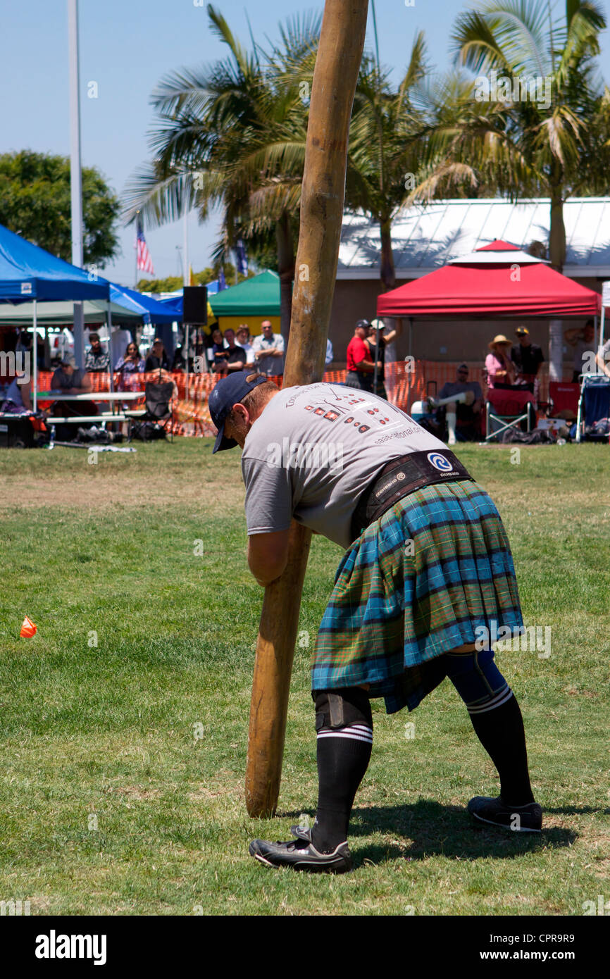 Tossing the caber at the American Scottish Festival Costa Mesa