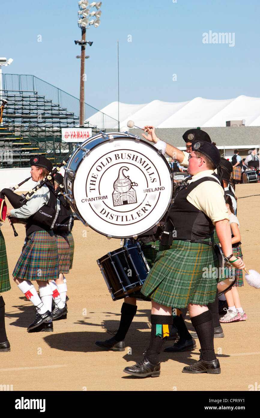 The Old Bushmills  distillery marching band at the American Scottish Festival Costa Mesa California USA Stock Photo