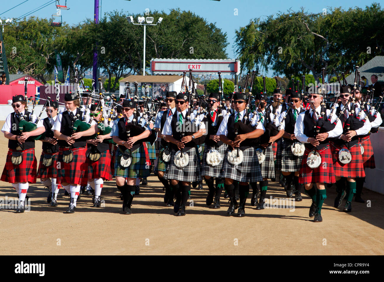 Pipers marching at the American Scottish Festival Costa Mesa California