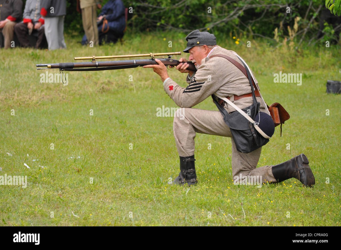 A Confederate Sniper at the Battle of Plymouth Civil War Reenactment. Stock Photo