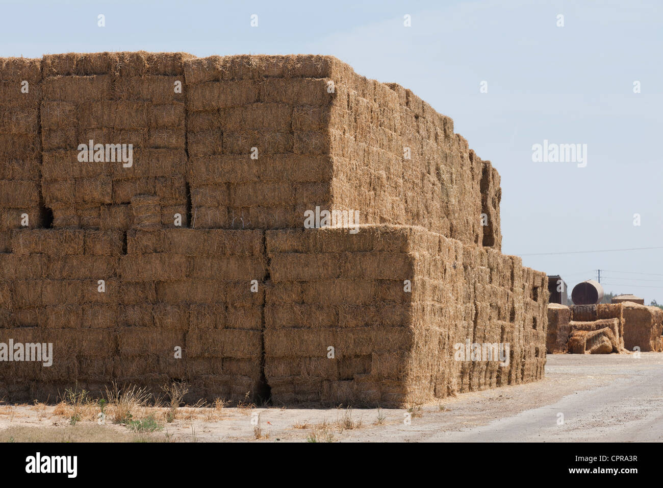 Stacked hay bales - California USA Stock Photo