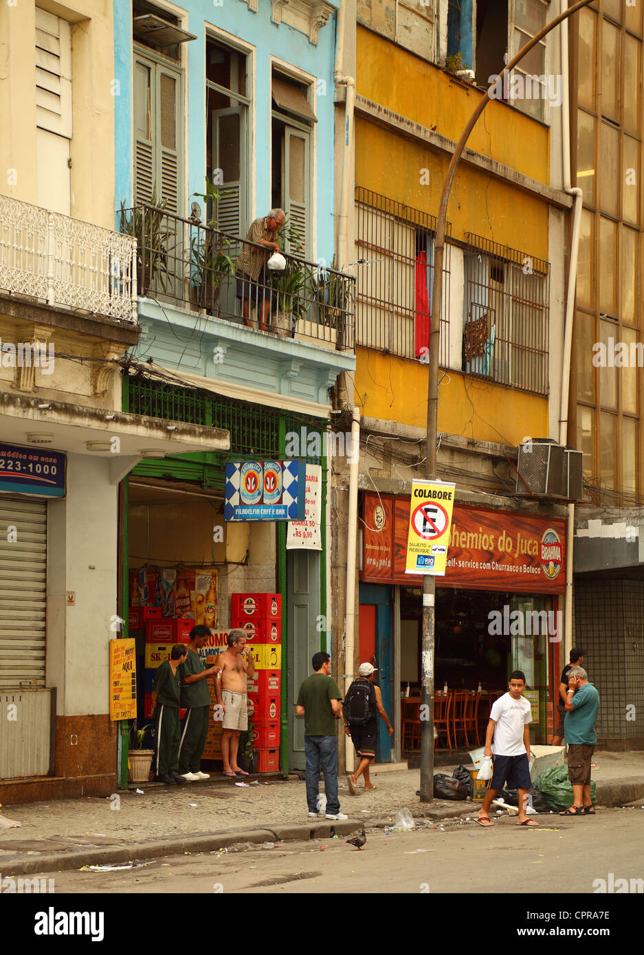 Shops In Rio Locals hanging outside shops on road in Rio de Janeiro, Brazil Stock ...