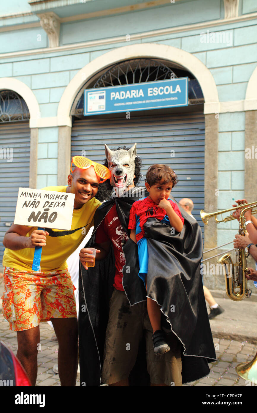 People in costume celebrating Carnival on the streets of Rio de Janeiro, Brazil Stock Photo