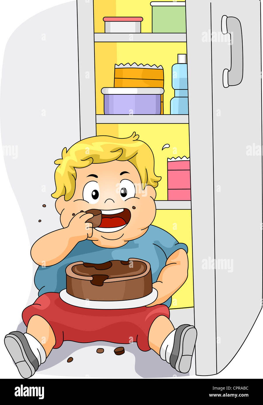 boy eating cake clipart