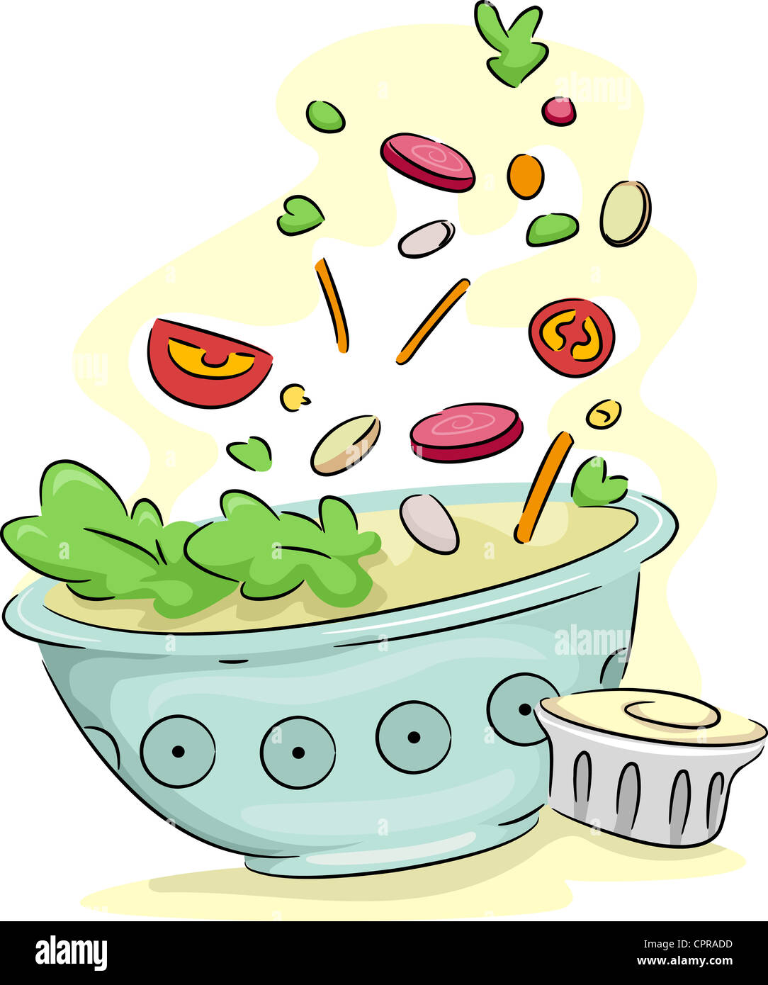 Green salad of fresh vegetables in a transparent salad bowl object
