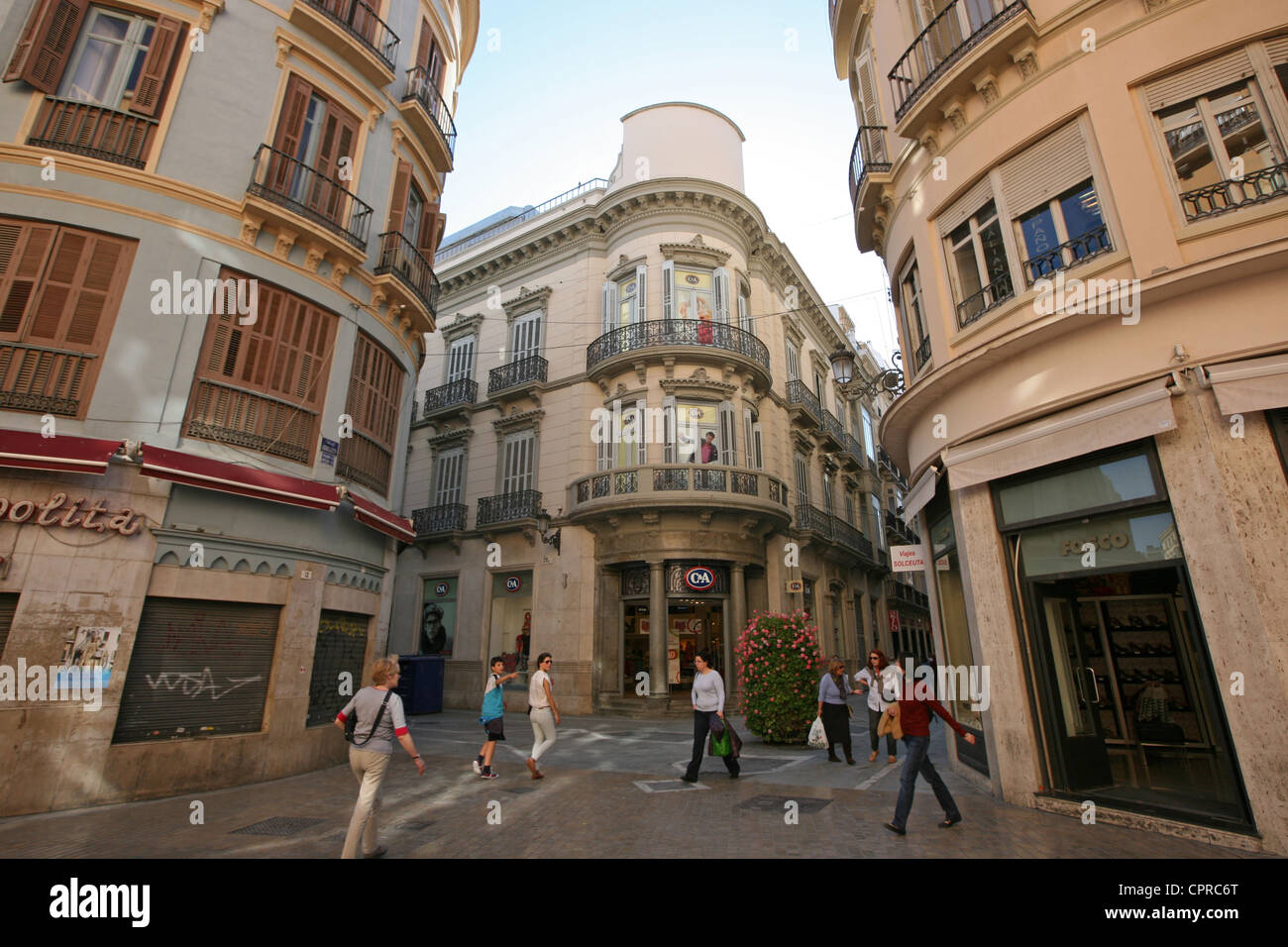 Europe Spain Andalusia Malaga Pedestrian zone Stock Photo