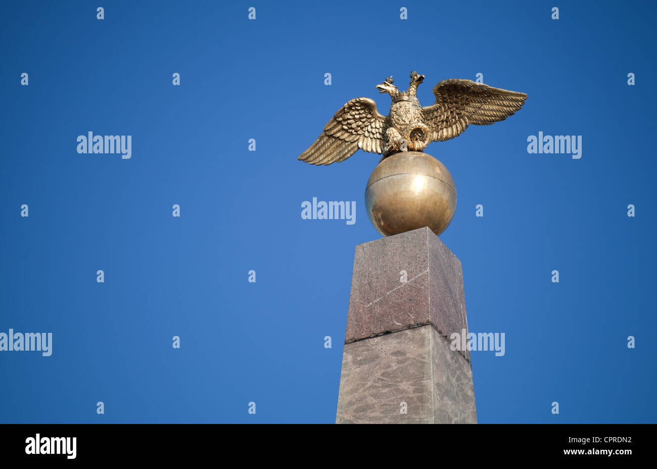 Double Eagle - Emblem of Russia on the monument in Helsinki, Finland Stock Photo