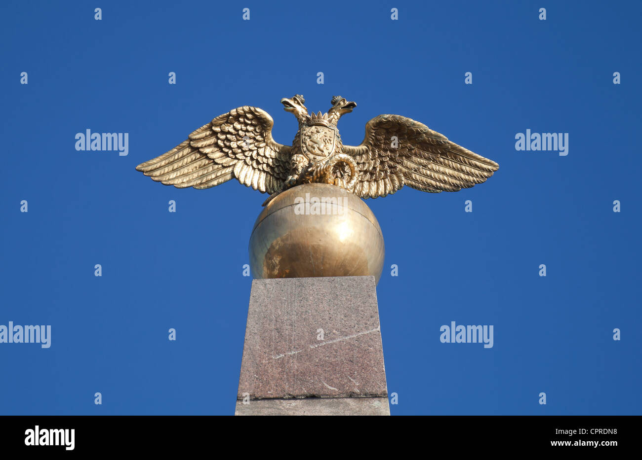 Double Eagle - Emblem of Russia on the monument in Helsinki, Finland Stock Photo