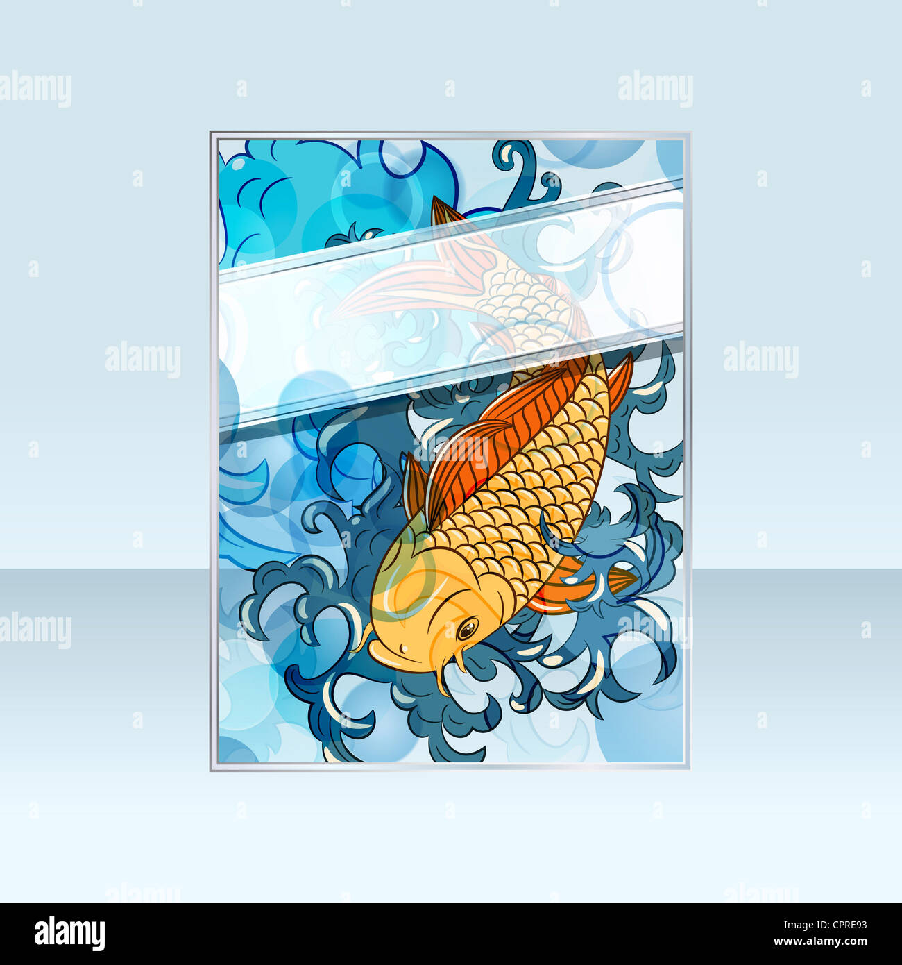 banner with japanese style koi (carp fish) Stock Photo