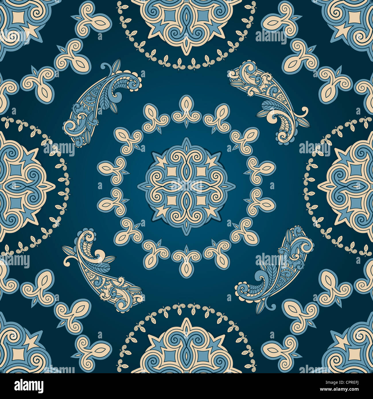 vector seamless paisley pattern in blue Stock Photo - Alamy