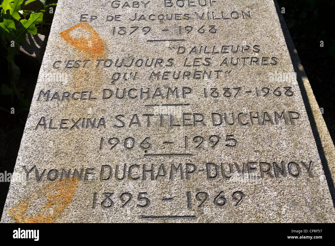 Family tomb of Marcel Duchamp at Cimetière monumental de Rouen, France Stock Photo