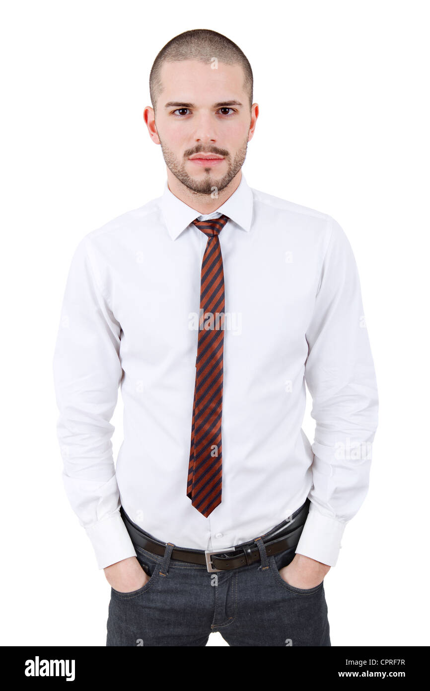 young business man portrait isolated on white Stock Photo - Alamy