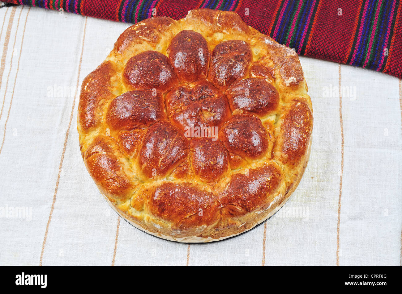 Traditional bulgarian ritual bread 'pita' Stock Photo