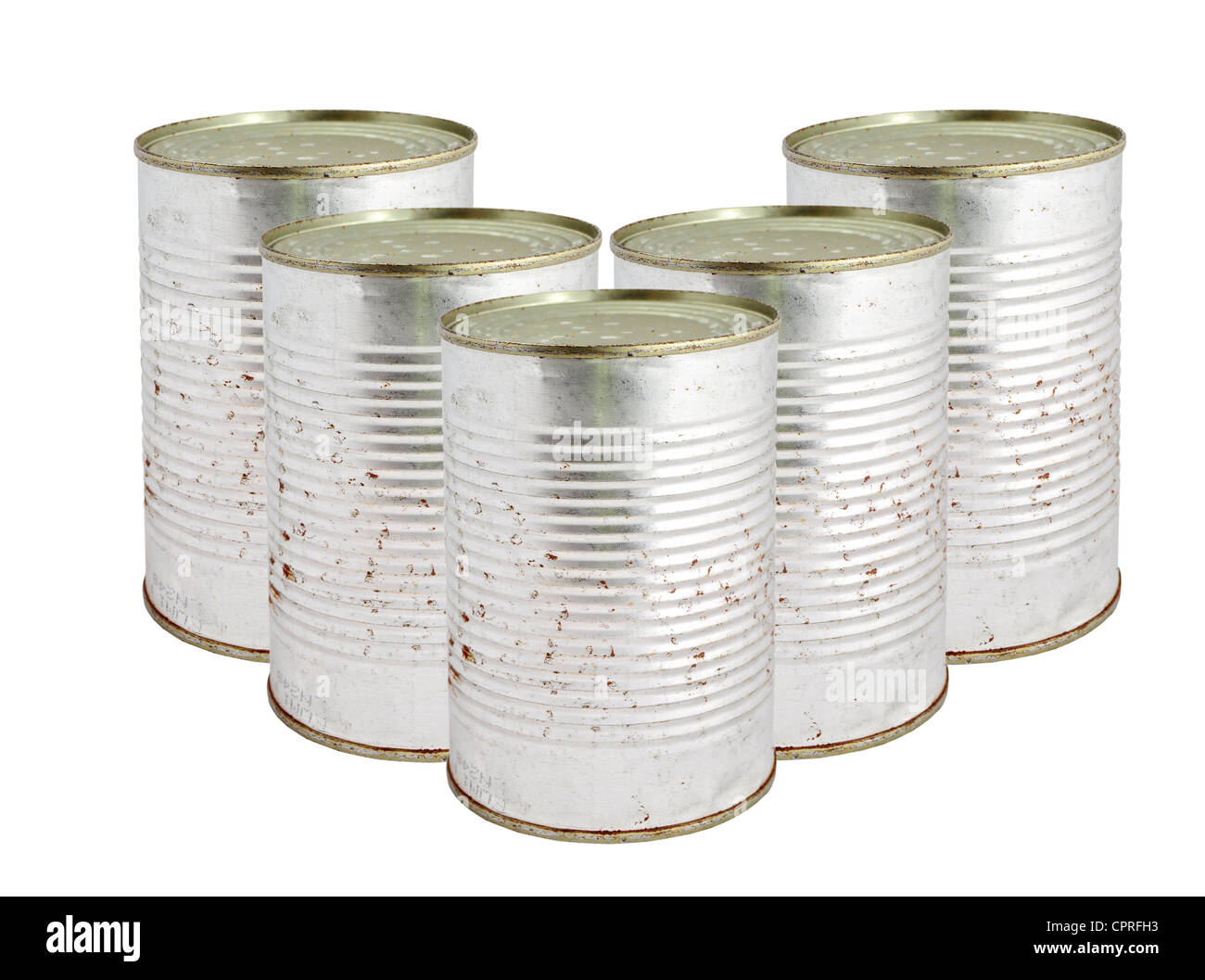 Tin cans isolated on white Stock Photo