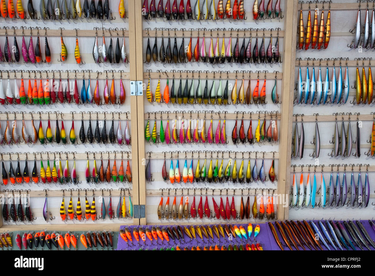 Fishing lure display Stock Photo - Alamy