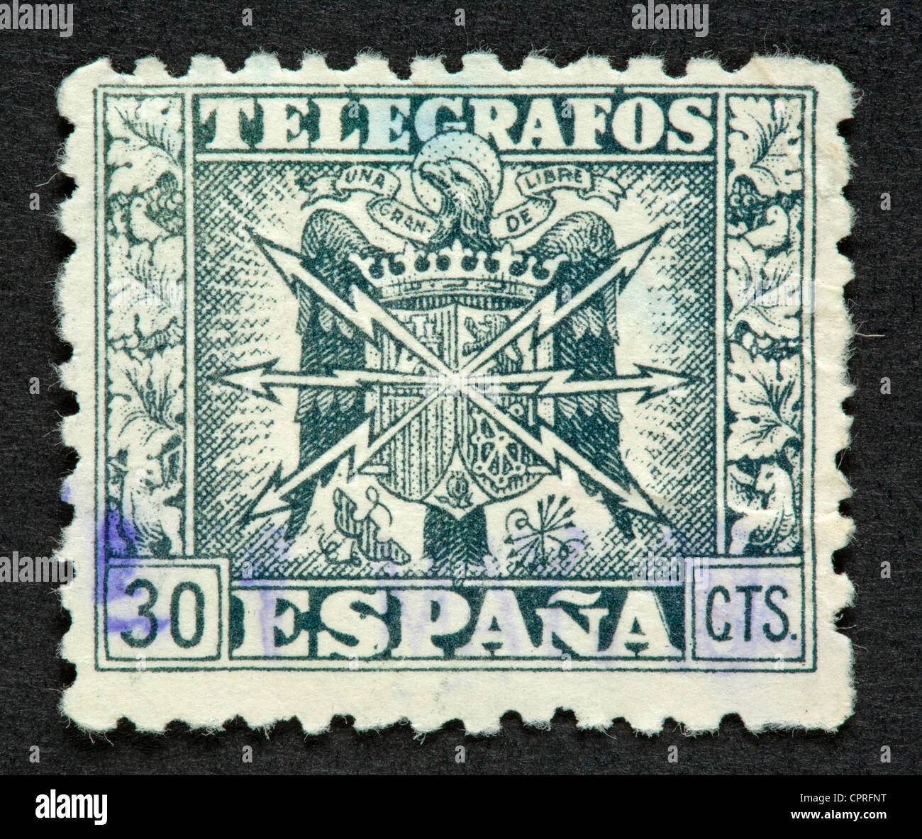 Spanish telegraph stamp Stock Photo Alamy