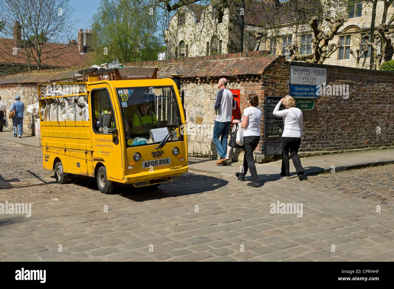 Electric vehicle used in recycling refuse rubbish waste collection York