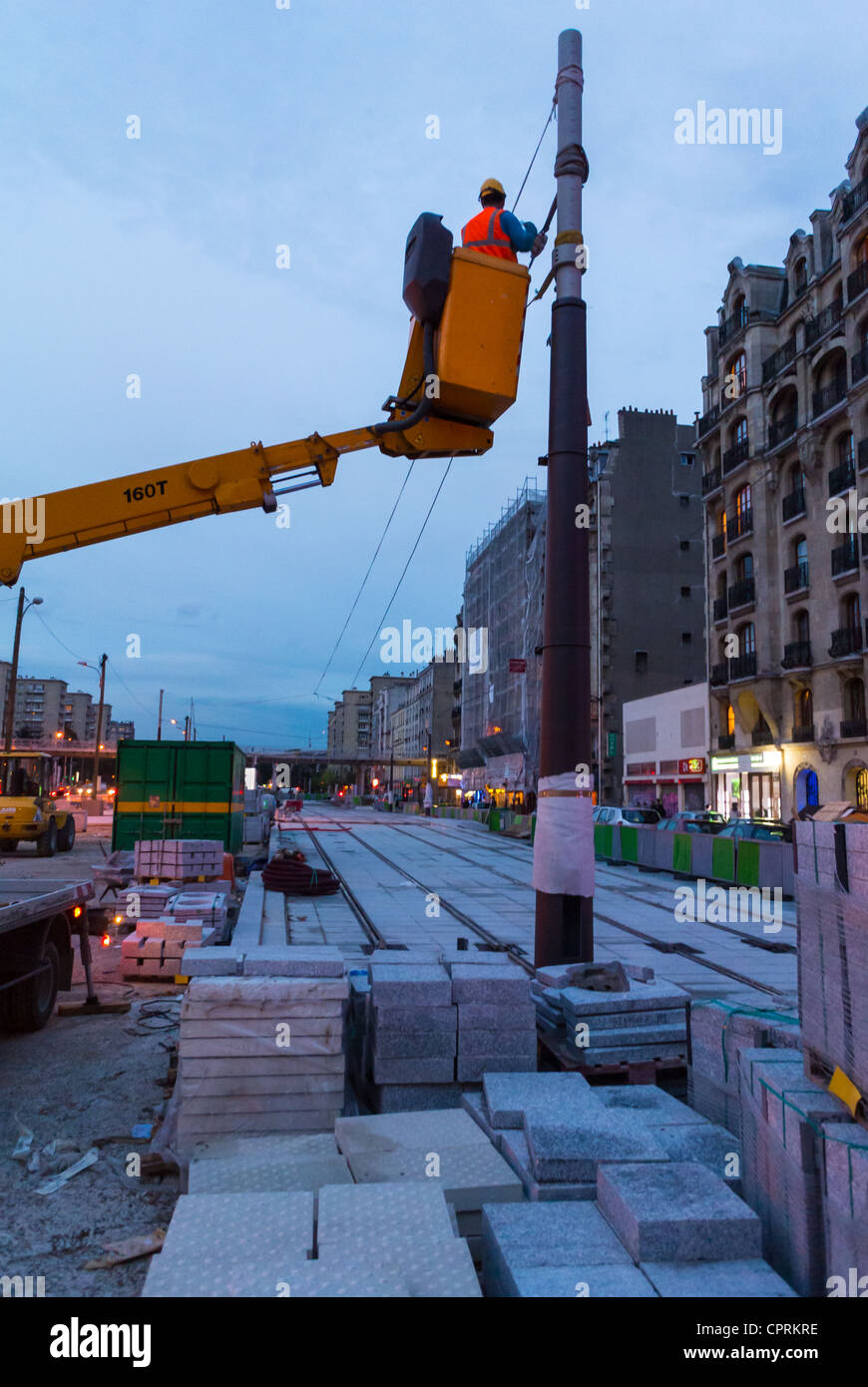 Paris, France, Construction Workers, Working on Electrical Wire