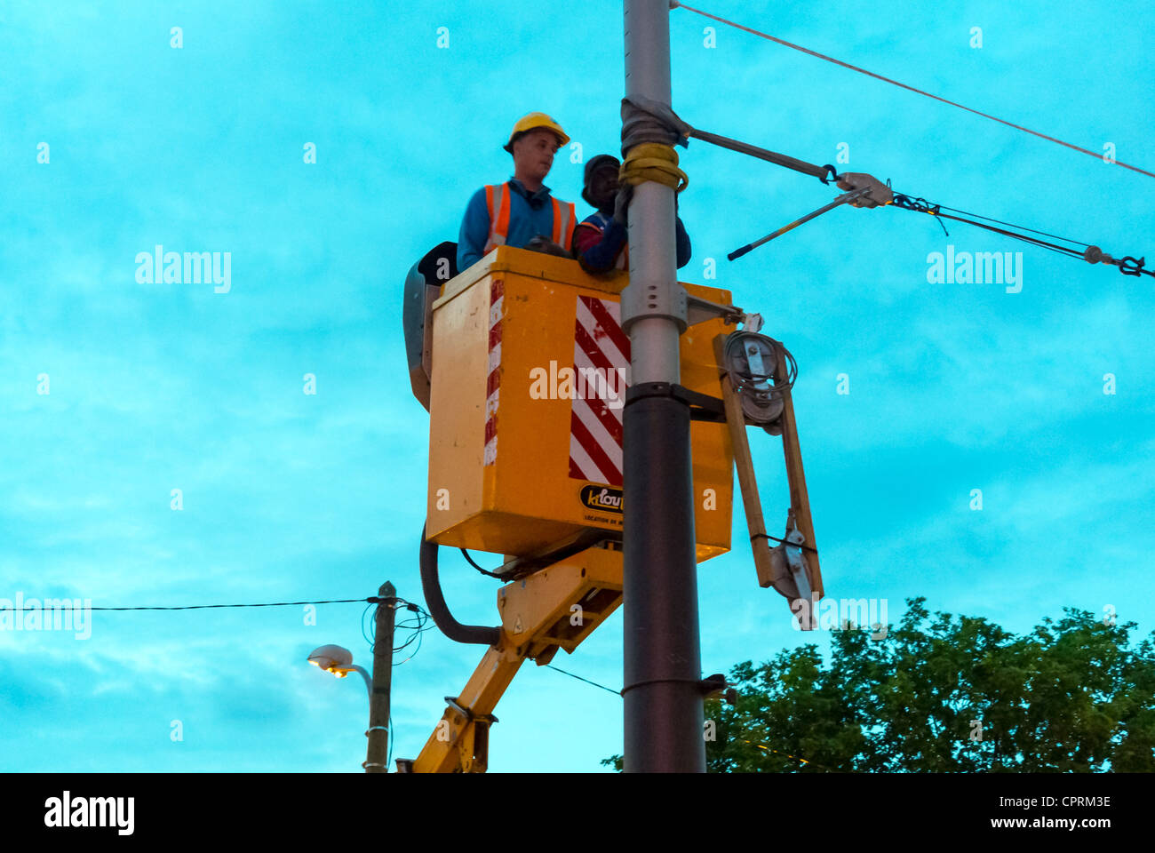 Paris, France, Construction Workers, Working on Electrical Wire