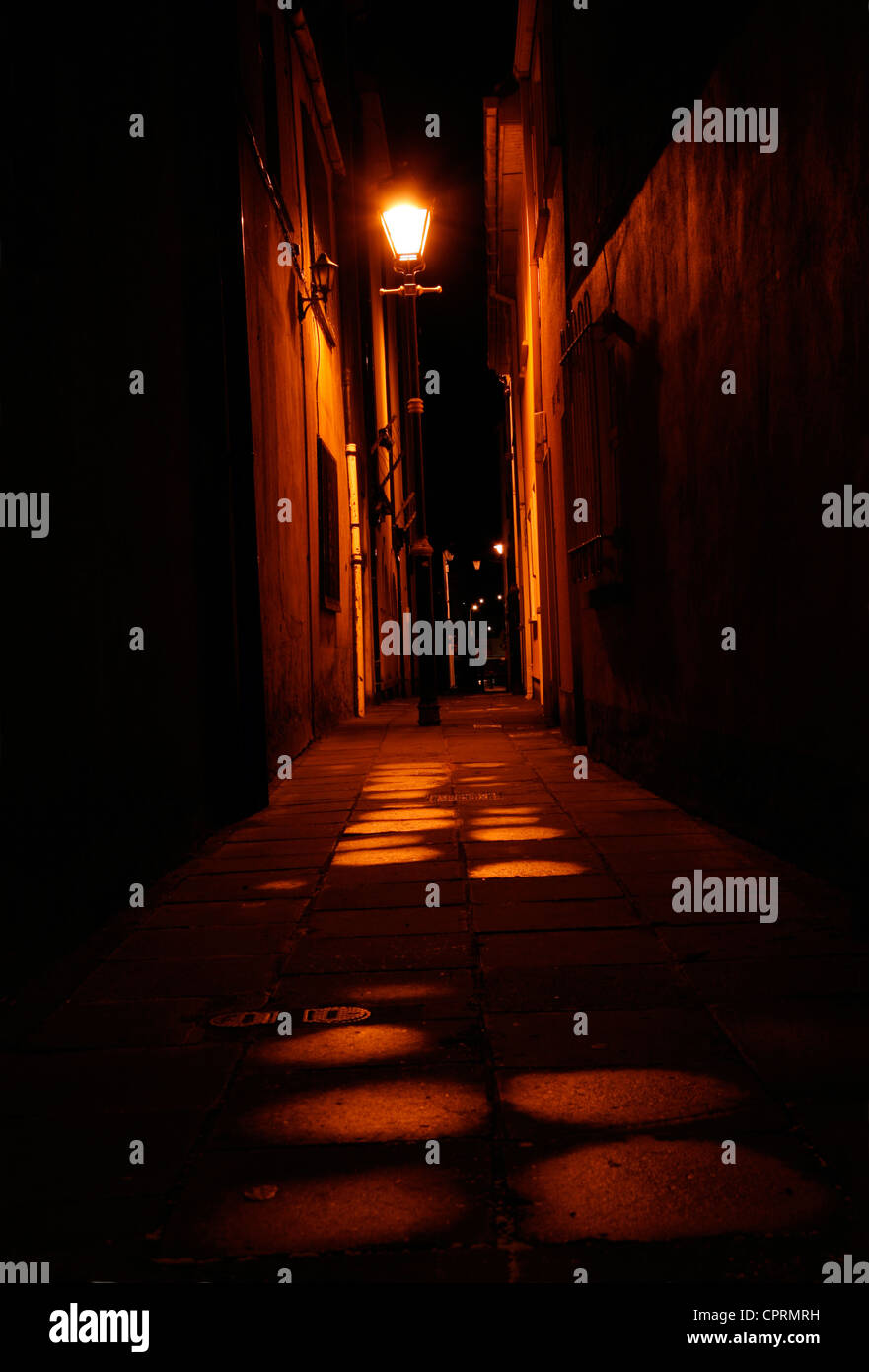 Dark alley in Dungarvan, Co. Waterford, Ireland Stock Photo