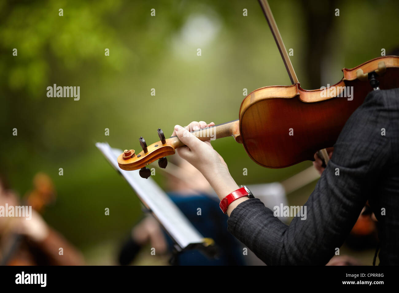 woman with violin Stock Photo