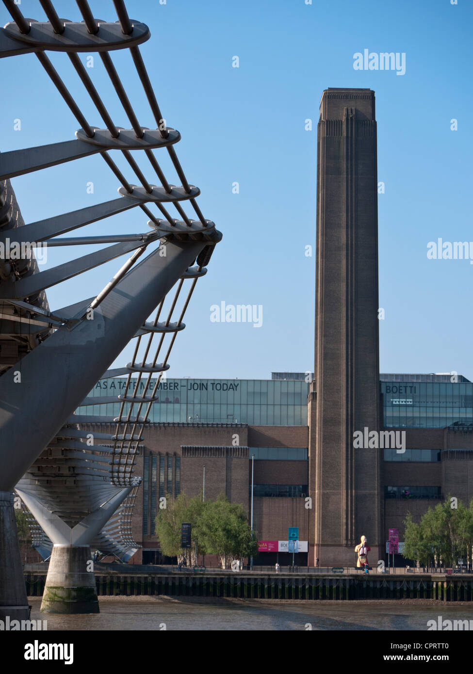 The London Millennium Footbridge Across The River Thames With The Tate 