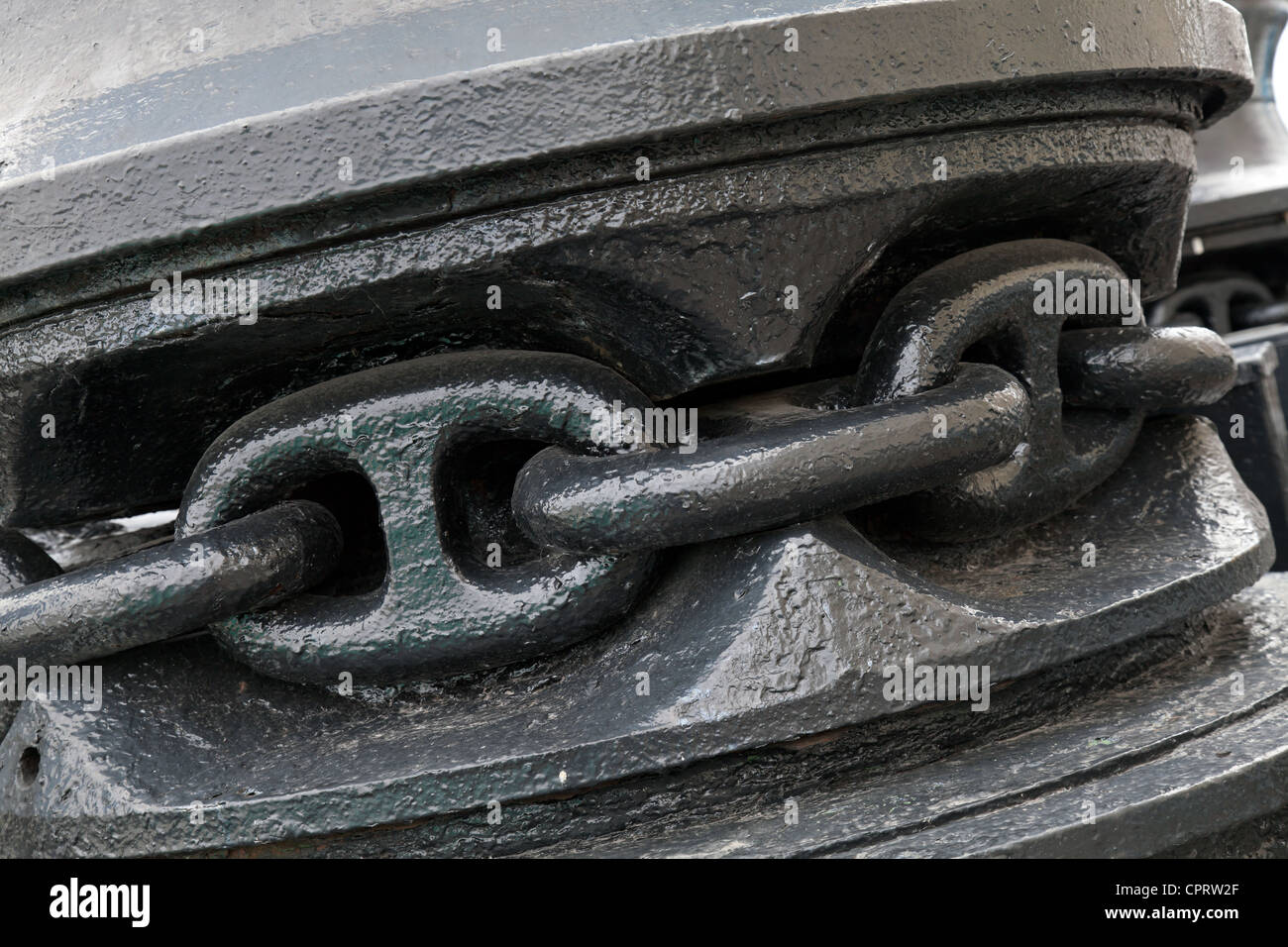 Anchor winch with chain Stock Photo Alamy