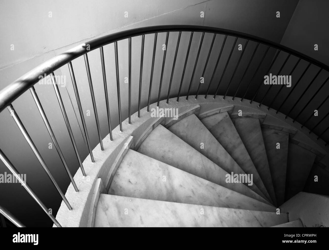 Ten footstep on spiral ladder Stock Photo