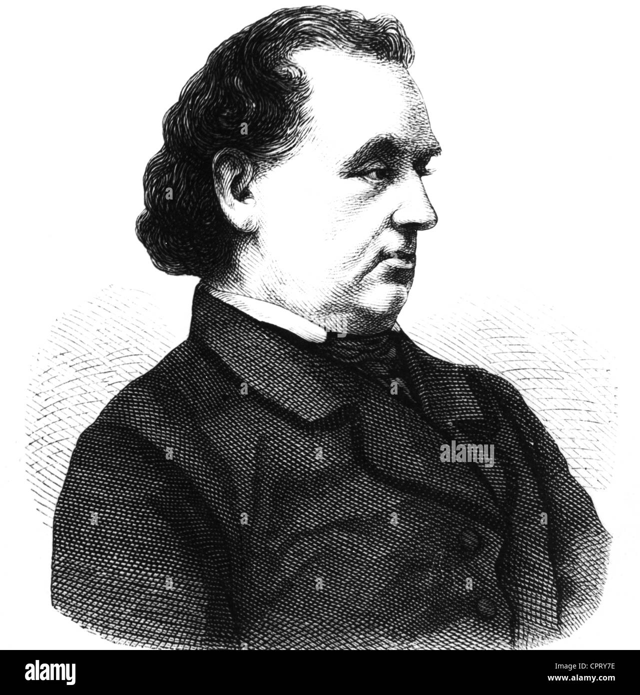 Moerike, Eduard, 8.9.1804 - 4.6.1875, German author / writer (romantic poet), portrait, contemporary wood engraving, Stock Photo