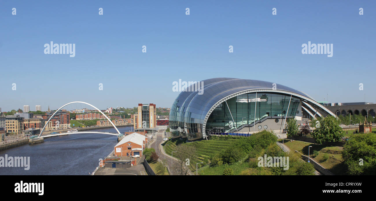 Tyneside, North East England, UK, 25th May 2012 - Tyne view with from RHS - The Sage Gateshead, Baltic Centre for Contempory Art Stock Photo