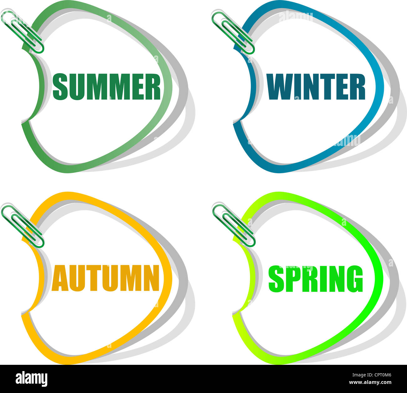 Set of stickers for seasonal collection - spring, summer, autumn ...