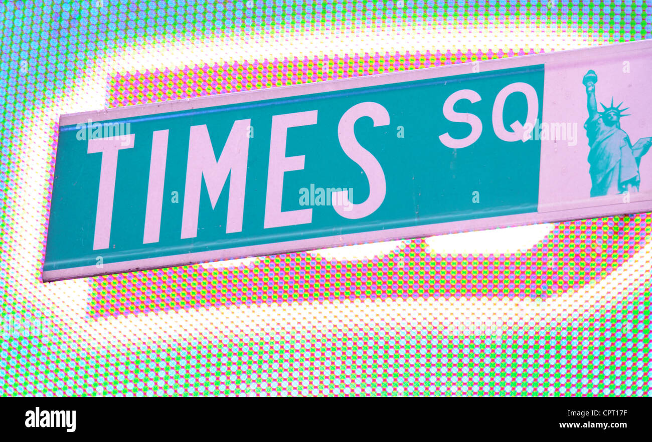 Times Square street sign in New York City. Stock Photo