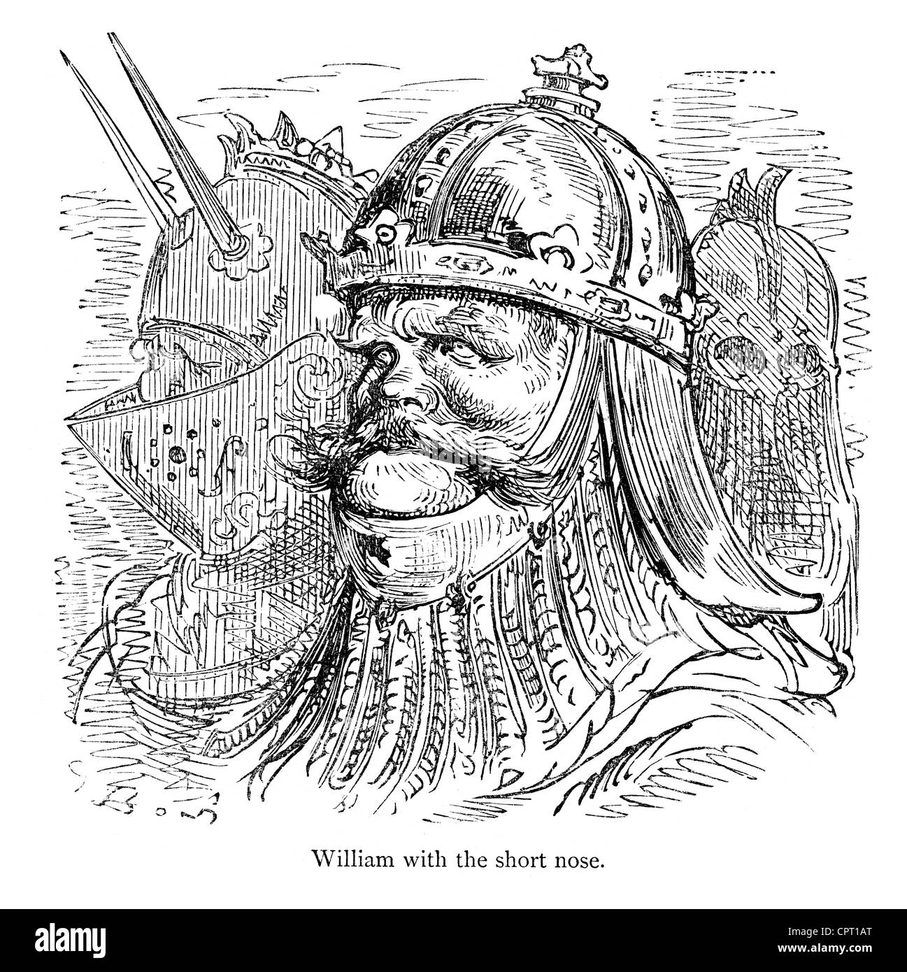 William with the Short Nose. Illustration from the Legend of Croquemitaine by Gustave Doré Stock Photo