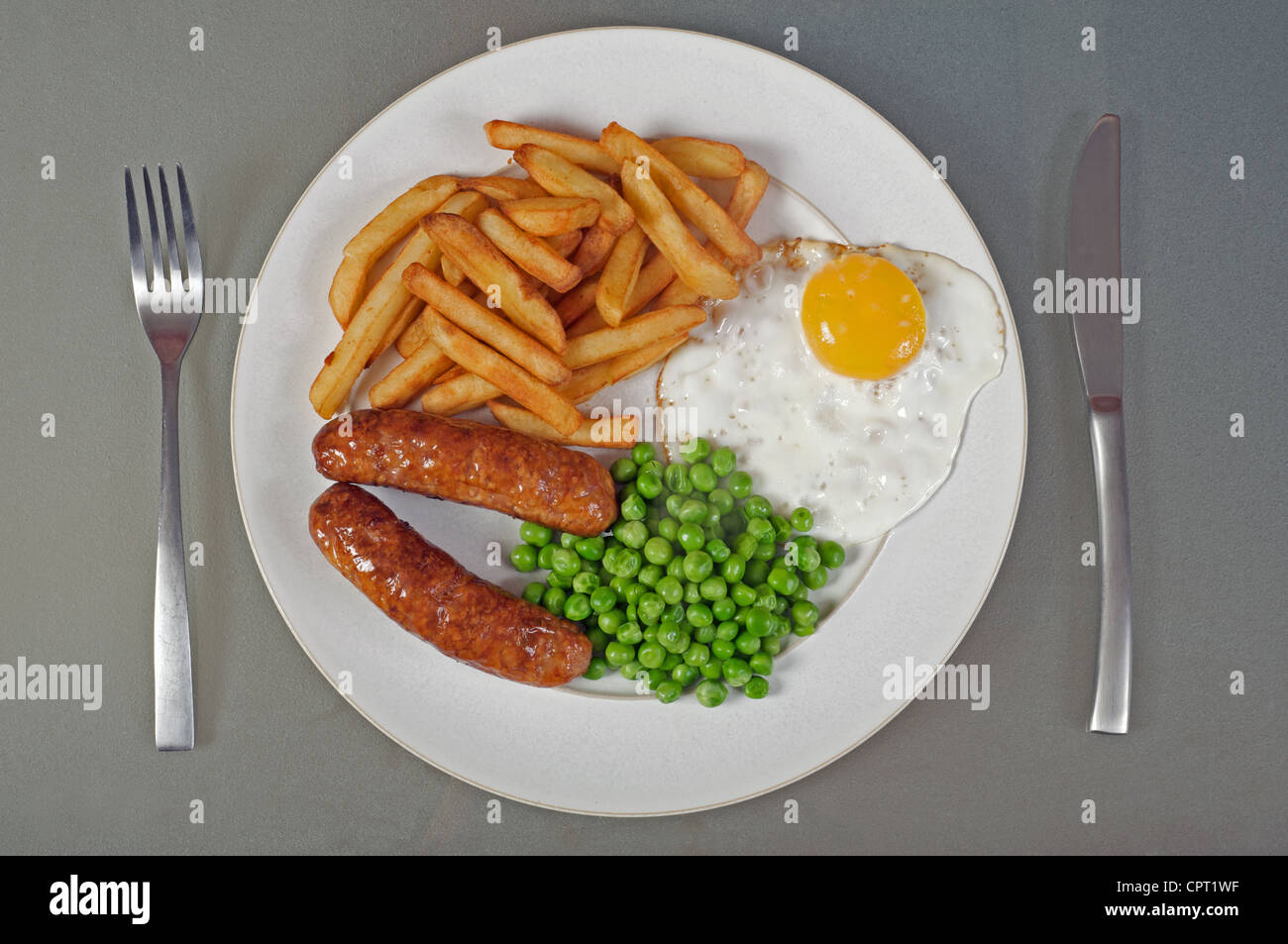 Sausage egg chips peas hires stock photography and images Alamy
