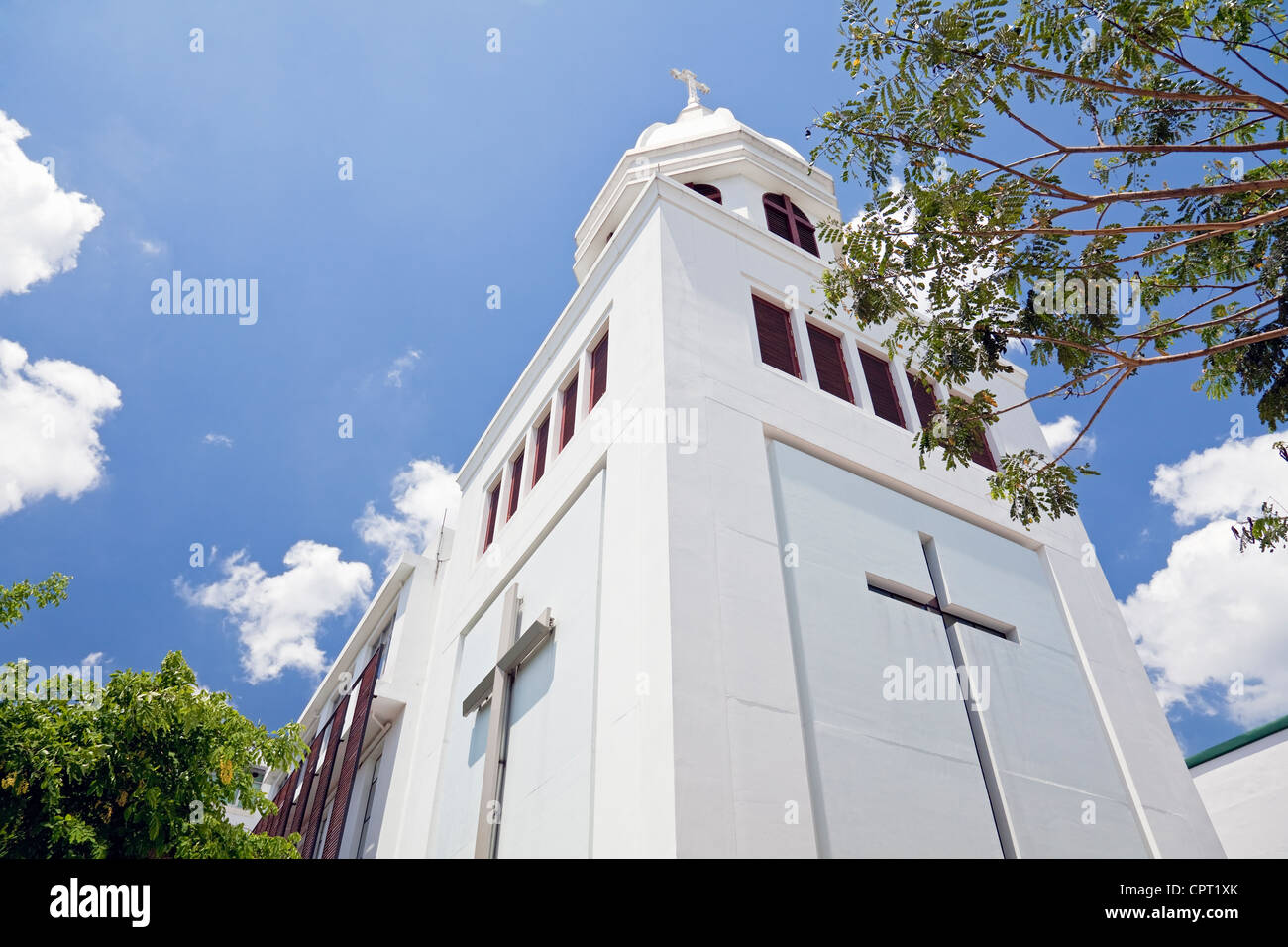 Modern church building associated with Church of Santa Cruz, Bangkok, Thailand Stock Photo