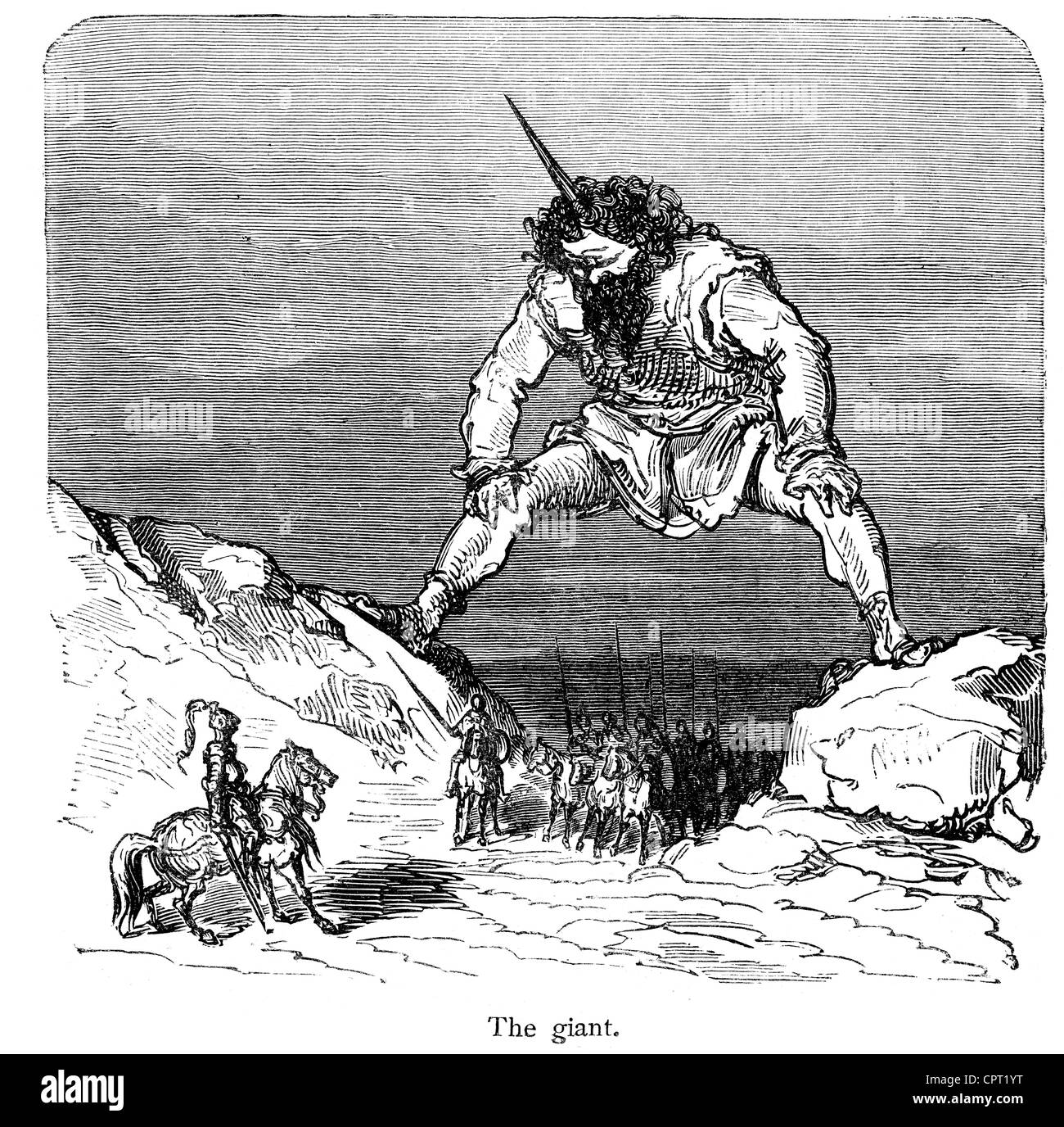 The Giant. Illustration from the Legend of Croquemitaine by Gustave Doré Stock Photo