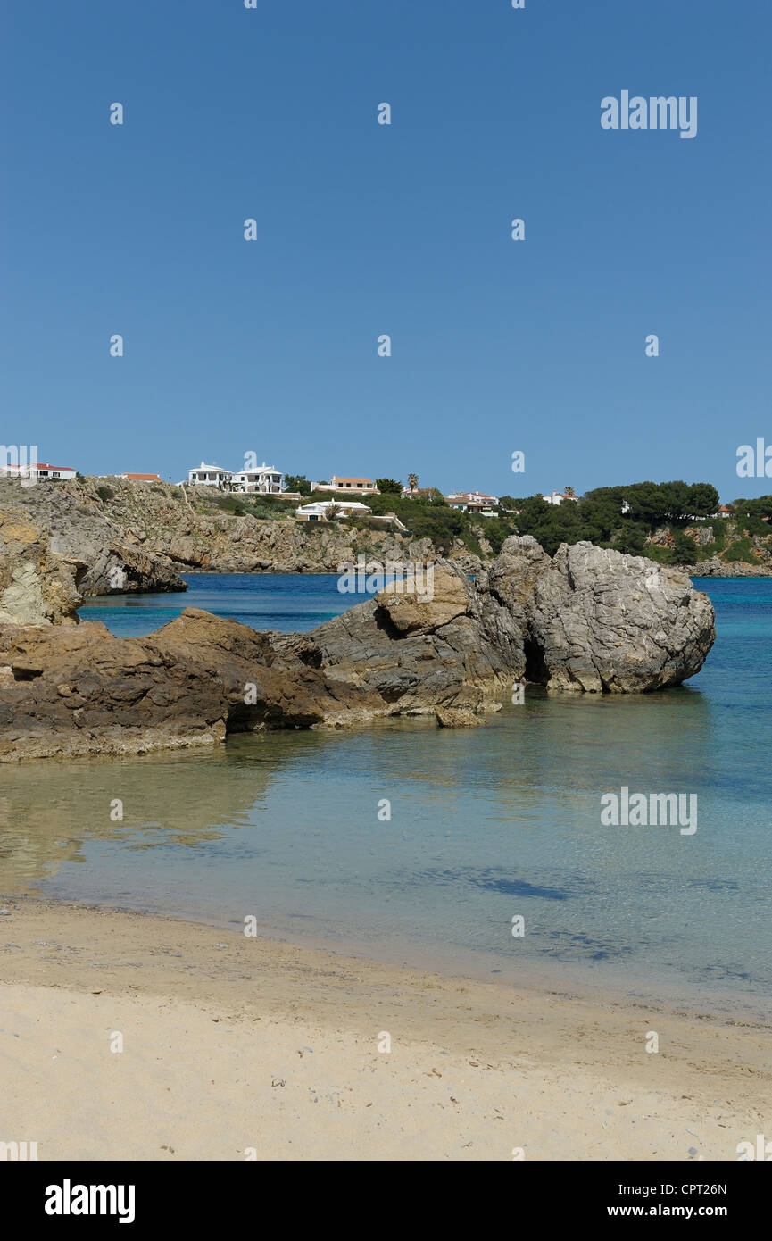 clifs and rocks by the beach area of arenal d'en castell menorca spain ...